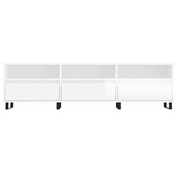 Maison Chic Meuble TV scandinave - Banc TV pour salon blanc brillant 150x30x44,5 cm bois d'ingénierie -MN50029 pas cher