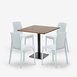 Avis Grand Soleil Ensemble 1 Table Horeca 90x90cm et 4 Chaises Empilables Restaurant Bar Cuisine Jasper - Blanc