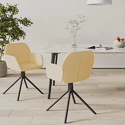 vidaXL Chaises pivotantes à manger lot de 2 Crème Velours