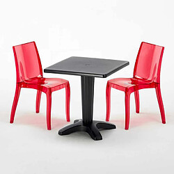 Avis Grand Soleil Table bistrot et 2 chaises colorées poly