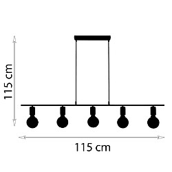 Avis Sampa Luminaire de plafond Lina réglable 5 ampoules métal noir compatible LED