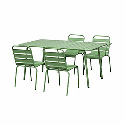 Mes Table de jardin 160x90x73cm en métal vert - BACA pas cher