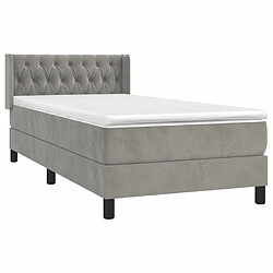 Avis Maison Chic Lit Adulte - Lit simple Lit à sommier tapissier et matelas moelleux - Meuble de Chambre - Gris clair 100x200cm Velours -MN87703