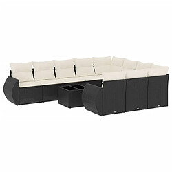 Maison Chic Salon de jardin 11 pcs avec coussins | Ensemble de Table et chaises | Mobilier d'Extérieur noir résine tressée -GKD50853