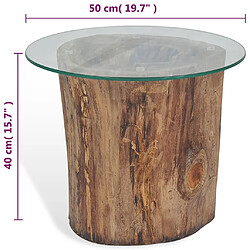 vidaXL Table basse Teck Verre 50x40 cm pas cher