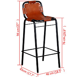 Acheter vidaXL Tabourets de bar lot de 2 cuir véritable