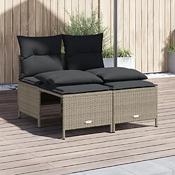 vidaXL Salon de jardin 4 pcs avec coussins gris clair résine tressée 