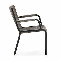 Chaise de jardin Thai Natura Noir Gris osier Aluminium 60 x 81 x 61 cm