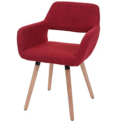 Decoshop26 Chaise de salle à manger bureau visiteur sans roulette design rétro en tissu rouge pied en métal 04_0002155 