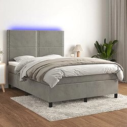 vidaXL Sommier à lattes de lit matelas et LED Gris clair 140x200 cm 