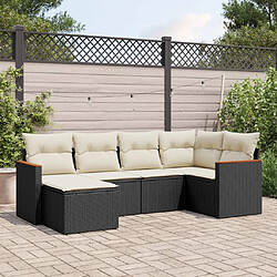 vidaXL Salon de jardin 6 pcs avec coussins noir résine tressée 