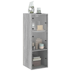 Avis vidaXL Armoire murale avec portes en verre sonoma gris 35x37x100 cm