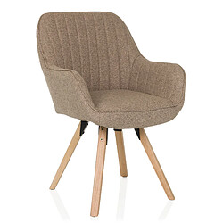 Chaise visiteur / Chaise de salle à manger SCANDI SOFT tissu beige hjh LIVING