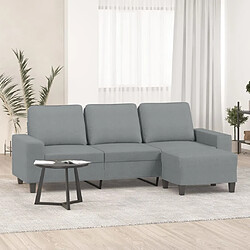 vidaXL Canapé à 3 places avec repose-pieds Gris clair 180 cm Tissu 