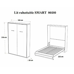 Avis Inside 75 Armoire lit escamotable SMART-V2 taupe mat couchage 90*200 cm.