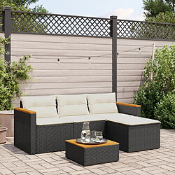 vidaXL Salon de jardin 3 pcs avec coussins noir résine tressée 