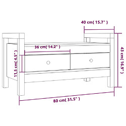 vidaXL Banc d'entrée Gris 80x40x43 cm Bois de pin massif pas cher