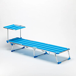 Acheter Beach And Garden Design 24 transats chaises pour la mer pliants avec paresol California, Couleur: Rayures Bleues