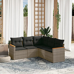 vidaXL Salon de jardin 5 pcs avec coussins gris résine tressée 