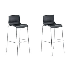 Non Lot de 2 tabourets de bar Hoover plastique 4 pieds structure chrome