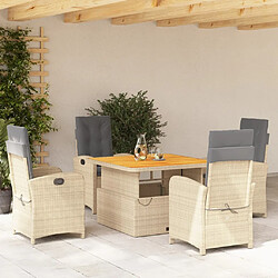 Maison Chic Ensemble à manger d'extérieur 5 pcs avec coussins,Salon de jardin,Mobilier de jardin Beige poly rotin -GKD911006