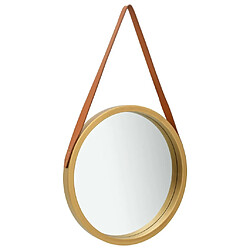 Maison Chic Miroir mural avec sangle | Miroir Décoration pour Maison Salle de Bain 40 cm Doré -GKD40525