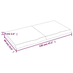 Acheter vidaXL Étagère murale 120x60x(2-6) cm bois de chêne massif non traité