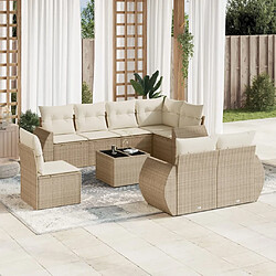 vidaXL Salon de jardin avec coussins 9 pcs beige résine tressée 