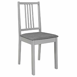 Maison Chic Lot de 4 Chaises à manger avec coussins,Chaises de cuisine style scandinave - gris bois solide -MN11321