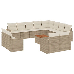 vidaXL Salon de jardin avec coussins 13 pcs beige résine tressée