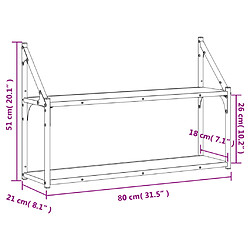 vidaXL Étagère murale 2 niveaux sonoma gris 80x21x51 cm pas cher