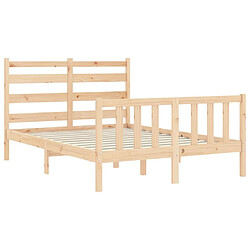 Maison Chic Cadre/structure de lit avec tête de lit pour adulte - Lit Moderne Chambre 120x200 cm bois massif -MN65054 pas cher