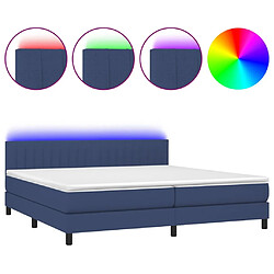 vidaXL Sommier à lattes de lit et matelas et LED Bleu 200x200 cm Tissu