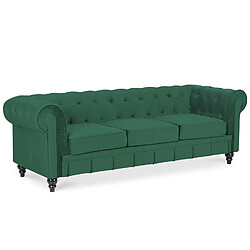 Canape Chesterfield Velours 3 Places Altesse Vert