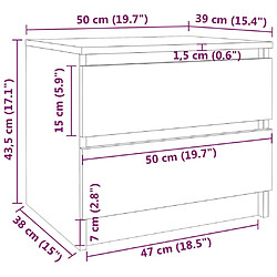 vidaXL Tables de chevet 2pcs Chêne fumé 50x39x43,5cm Bois d'ingénierie pas cher