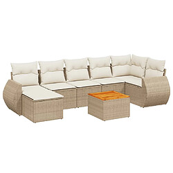 vidaXL Salon de jardin avec coussins 8 pcs beige résine tressée