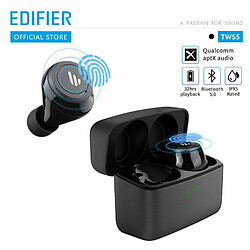 Écouteurs D'Origine Edifier Tws5 Bluetooth V5.0 Aptx Décodage Audio Ipx5 Contrôle Tactile Étanche Noir 