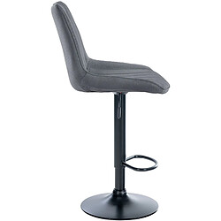 Decoshop26 Lot de 2 tabourets de bar réglable en hauteur pivotant à 360° assise en tissu gris couture verticale pied métal noir 10_0004436