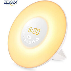 Zgeer Réveil lumineux, Réveil Sunrise Simulation Veilleuse crépusculaire avec lumière naturelle, radio FM commande tactile et chargeur USB 