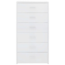 Acheter Maison Chic Buffet commode,console avec 6 tiroirs pour rangement Blanc brillant 50x34x96 cm Aggloméré -MN74200