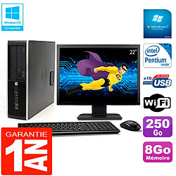 PC HP Compaq Pro 6200 SFF Ecran 22" Intel G840 8Go 250Go Graveur DVD Wifi W7