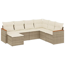 vidaXL Salon de jardin avec coussins 7 pcs beige résine tressée