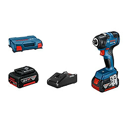 Bosch Visseuse à chocs sans fil GDR 18V-200 18V System (couple max. 200 Nm, avec 2 batteries 4 Ah GBA 18V, chargeur rapide GAL 18V-40, dans L-Case)