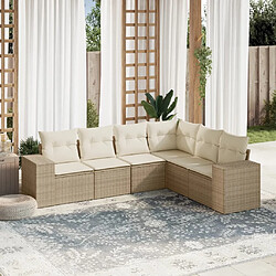 vidaXL Salon de jardin avec coussins 6 pcs beige résine tressée