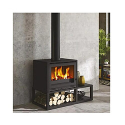 Poêle à bois fonte 10kw noir - 411109NOIR - GODIN 