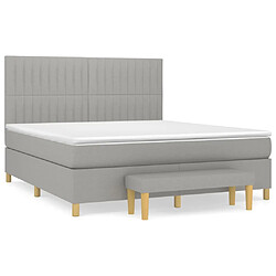 vidaXL Sommier à lattes de lit avec matelas Gris clair 180x200cm Tissu