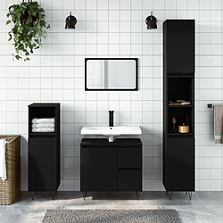 Maison Chic Armoires + meuble-lavabo| Ensemble de 3 meubles salle de bain noir bois d'ingénierie -GKD74475