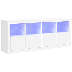 Maison Chic Commode Buffet - Meuble de rangement avec lumières LED blanc 163x37x67 cm -GKD48012