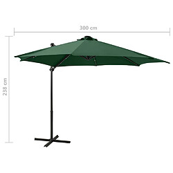 vidaXL Parasol de jardin en porte-à-faux et mât et lumières LED vert pas cher