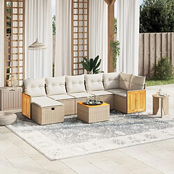 vidaXL Salon de jardin avec coussins 8 pcs beige résine tressée 